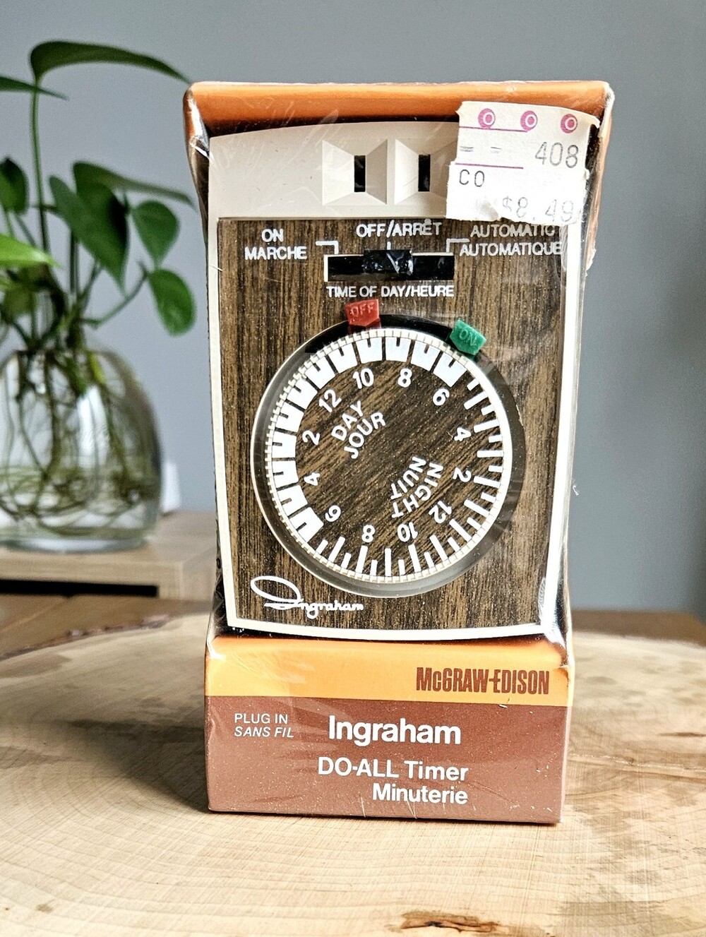 Vintage Ingraham DO-ALL Timer McGraw-Edison 24 Hour Plug In Woodgrain NOS